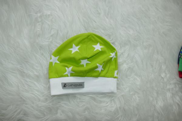 Beanie Kopfumfang 41-43cm "Sterne lime"